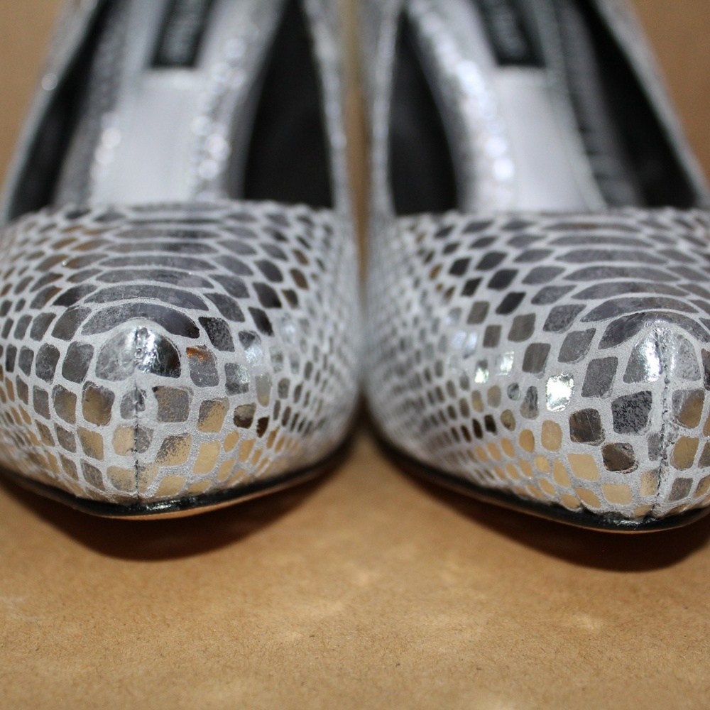 WHBM Silver Faux Snake Skin Heels - Picture 5 of 7